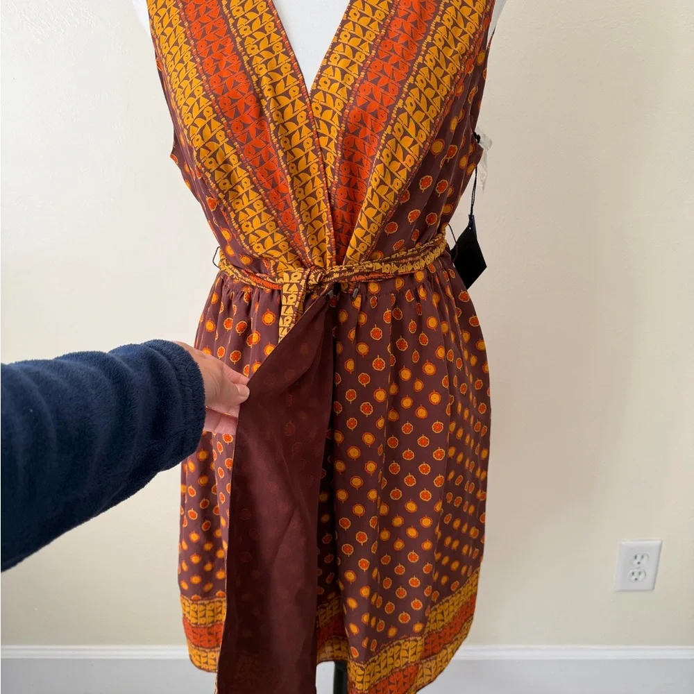 Anna Sui Brown and Orange Patterned Mini Dress - Picture 5 of 8